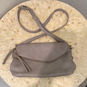 Elegant Gray Leather Shoulder Bag